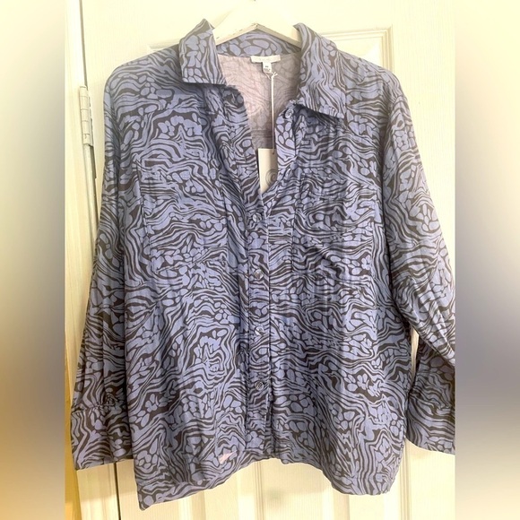 Johnny Was Tops - JOHNNY Was Calme Double Pocket Shacket in Multi Blue